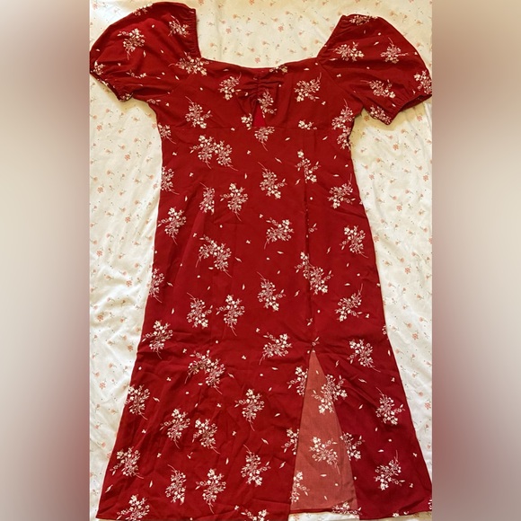 NWT- Rihoas- Tie Cutout Floral Midi Dress- Size XL - Picture 3 of 11